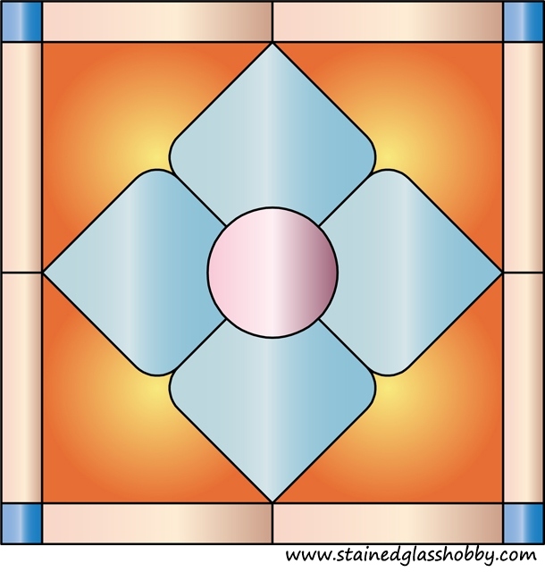 flower panel design for stained glass in color