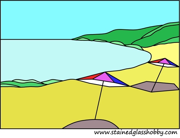 beach umbrellas stained glass pattern