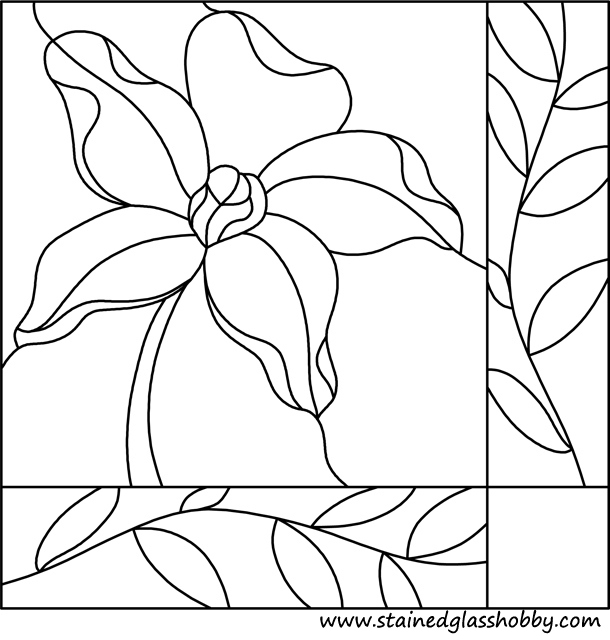 flower square panel leaded stained glass pattern
