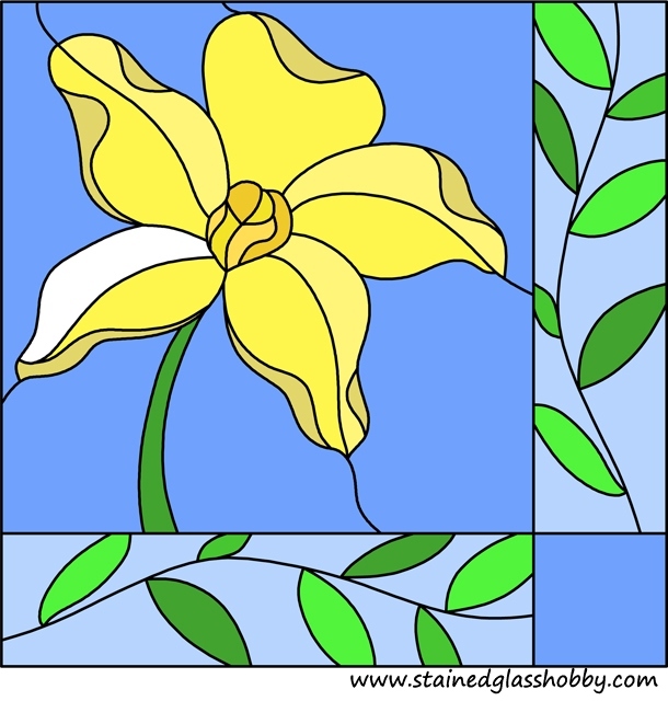 stained glass flower square panel