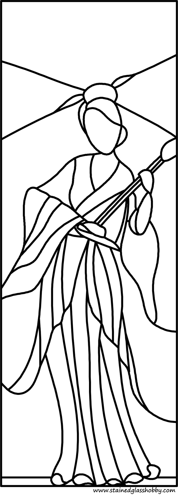 Chinese woman stained glass pattern