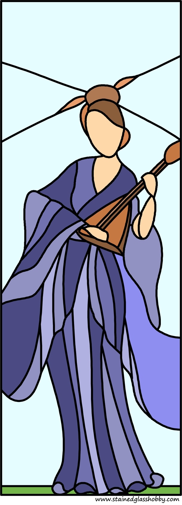 Chinese woman stained glass design