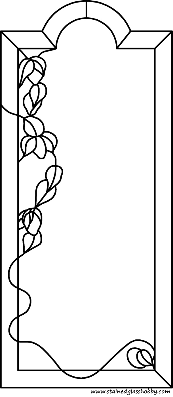 Rose and leaves panel stained glass pattern