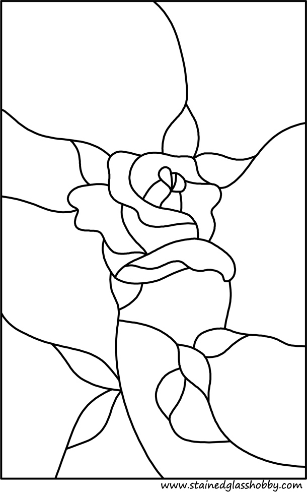Rose panel stained glass pattern