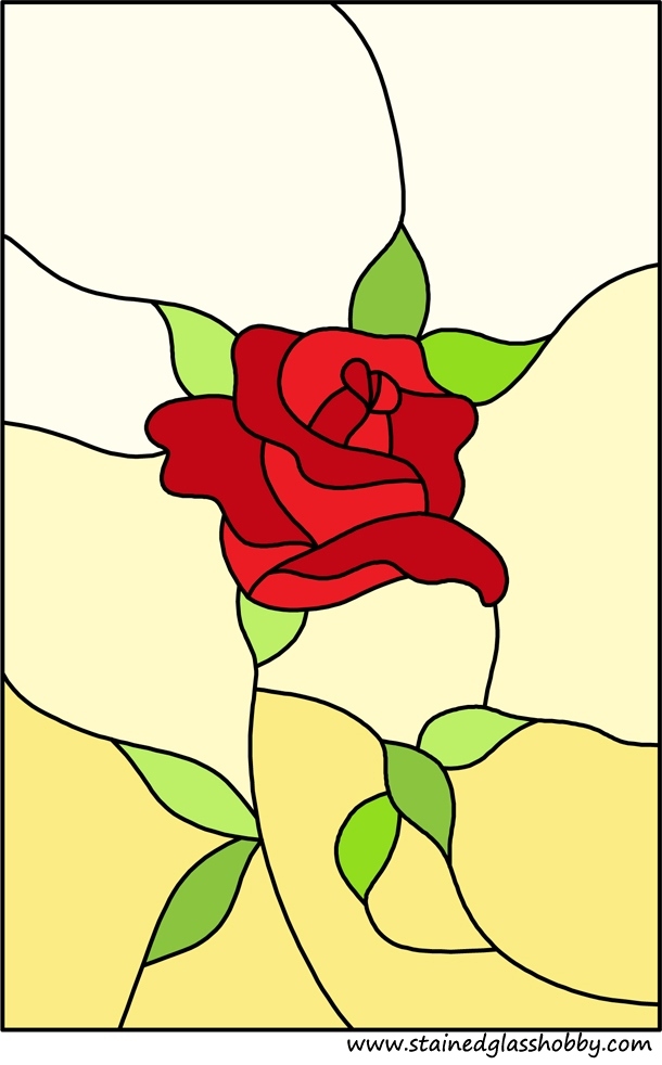 Rose panel stained glass design