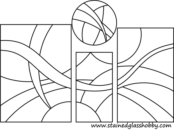 4 shapes stained glass pattern