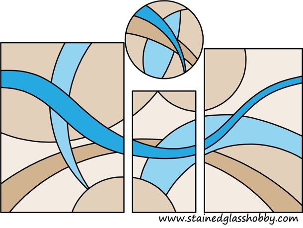 4 shapes stained glass design