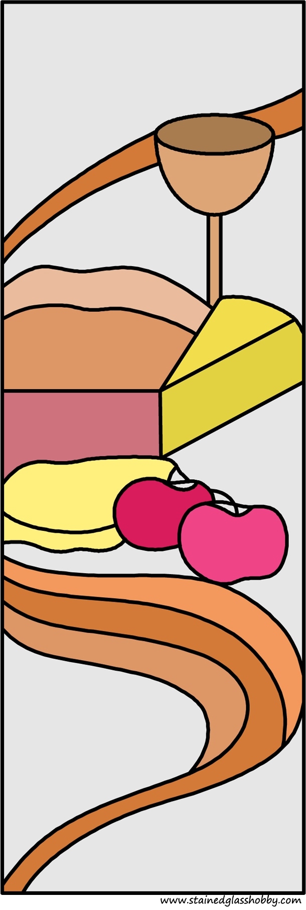 Wine glass cheese apples stained glass design