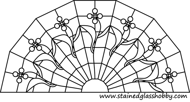 Semi-circular panel stained glass pattern 1