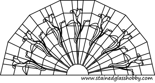 Semi-circular panel stained glass pattern 2