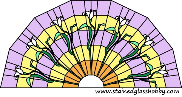 Semi-circular panel stained glass design 2