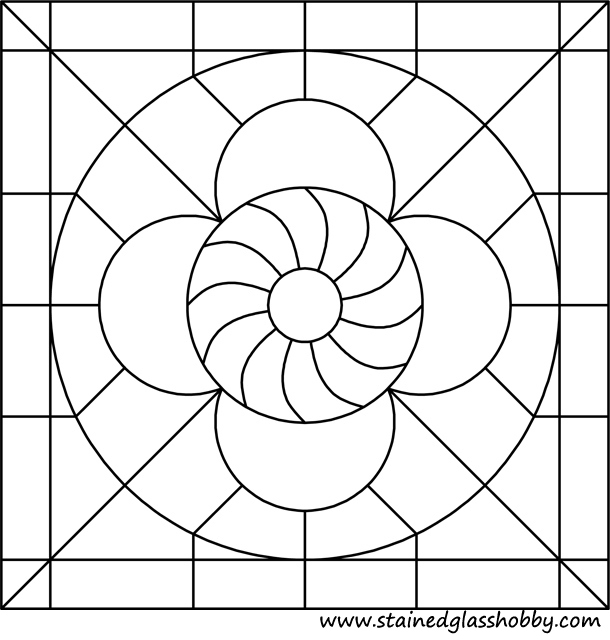 Circle in square stained glass pattern 1
