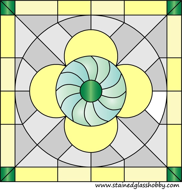 Circle in square stained glass design 1