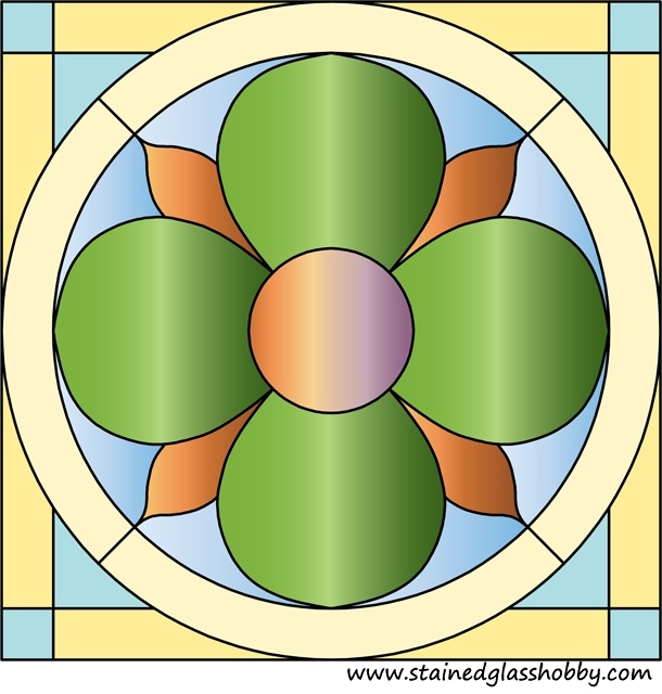 Circle in square stained glass design 2
