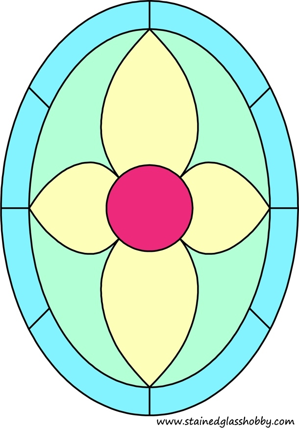 Oval stained glass design