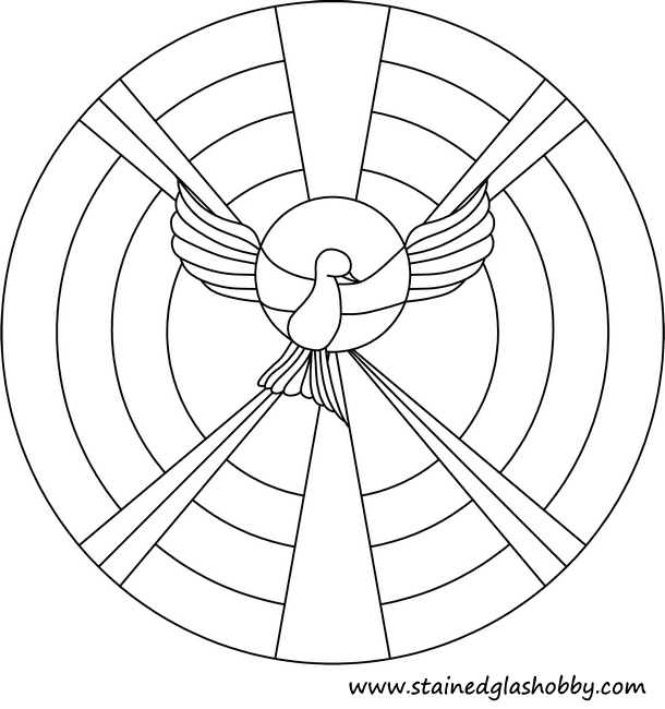 Circle outline stained glass with bird