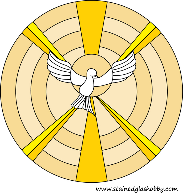 Circle pattern stained glass with bird