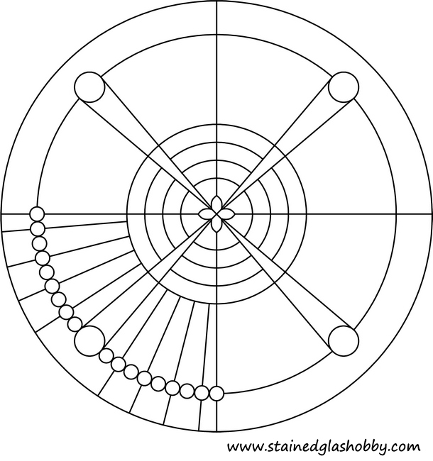 Circular stained glass pattern outline