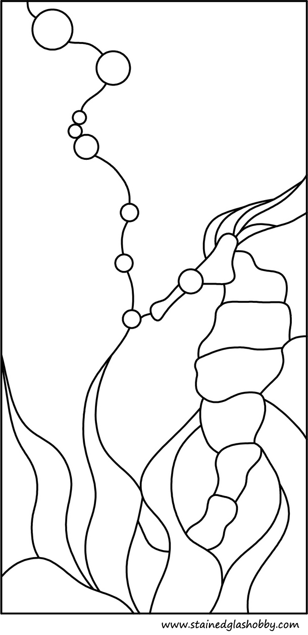 Seahourse stained glass outline