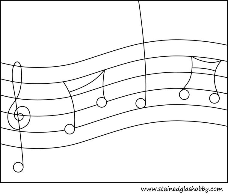 Music stained glass outline
