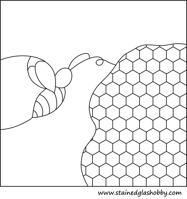 Honey and bee stained glass outline