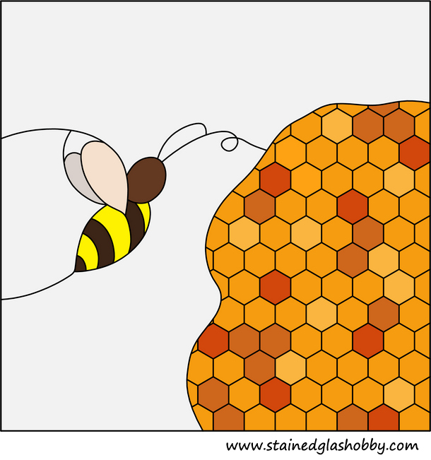 Honey bee stained glass panel