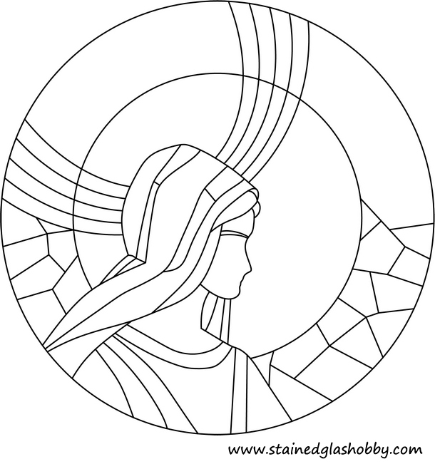Holy Mary stained glass outline