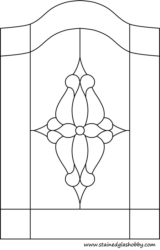 Flower stained glass outline with top arch