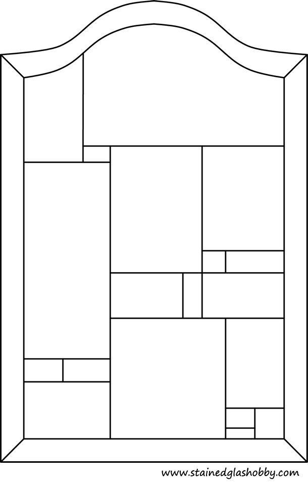 Colourful rectangular stained glass outline