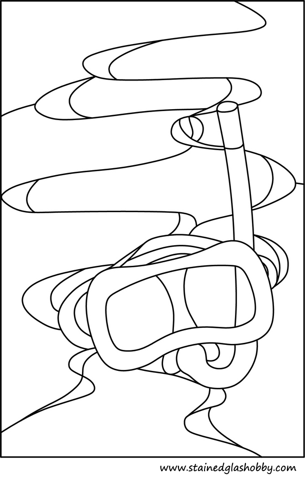 Diver mask stained glass outline