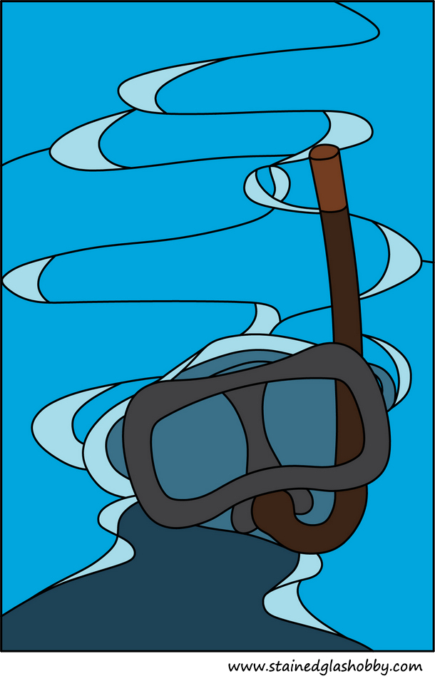 Mask diver stained glass free pattern