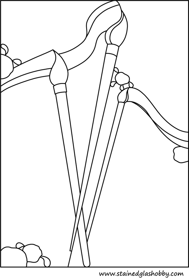 3 colour brushes stained glass outline