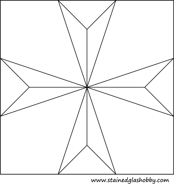8 pointed cross stained glass design