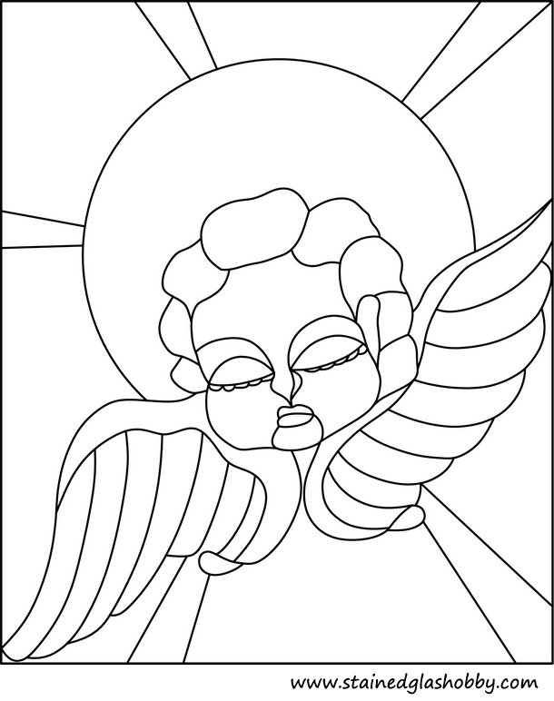 Angel with wings outline stained glass