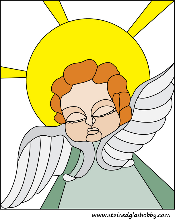 Angel with wings stained glass panel