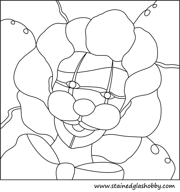 multicolour stained glass clown outline