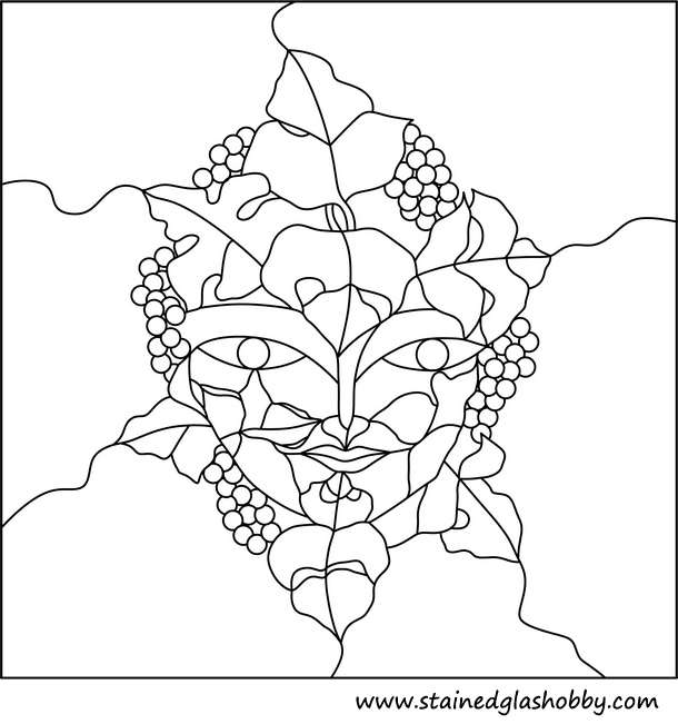 face abstract with grapes outline for stained glass panel