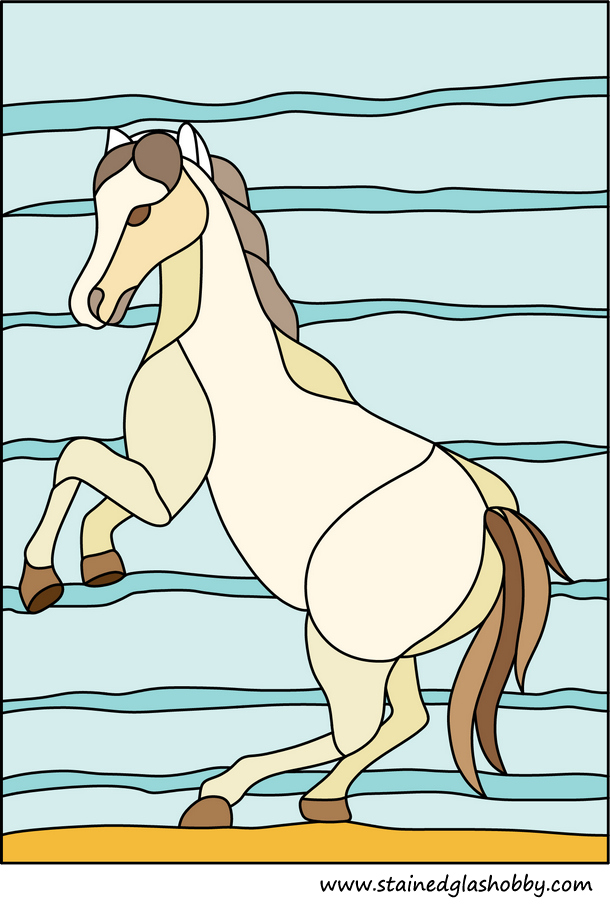 White horse stained glass pattern