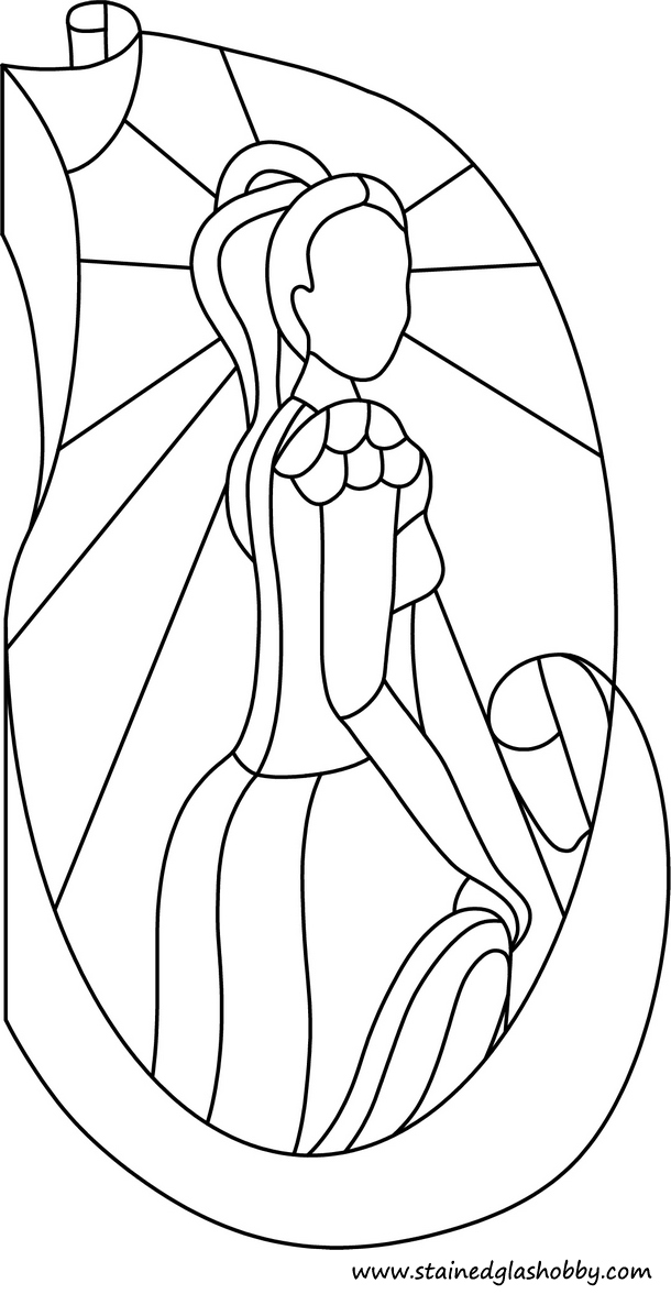 Outline Lady in dress stained glass template