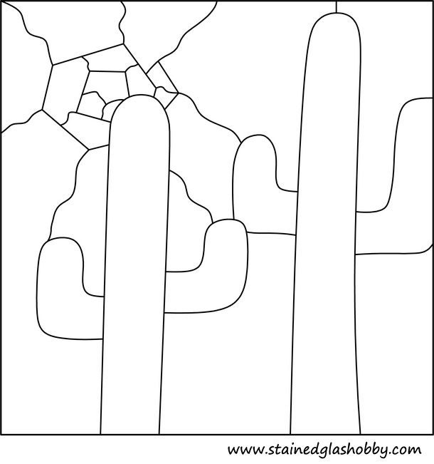 Panel of cacti in desert