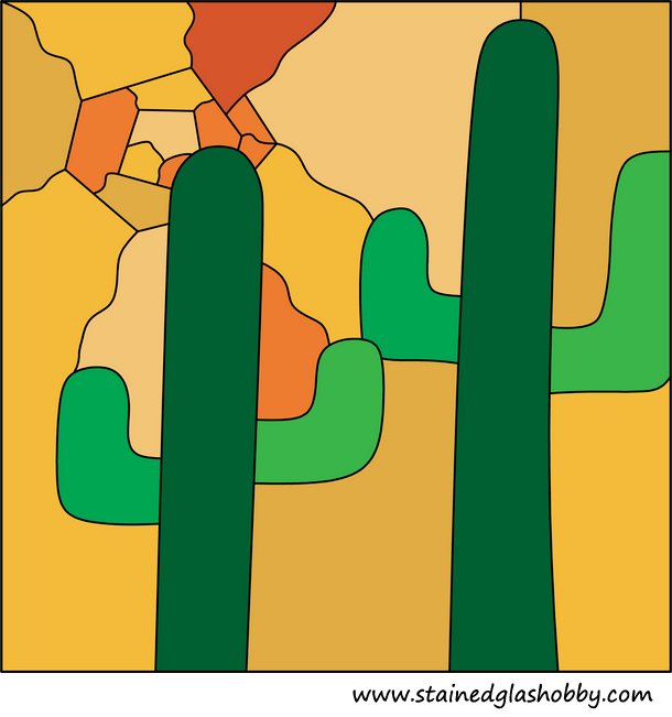 Cactus stained glass pattern
