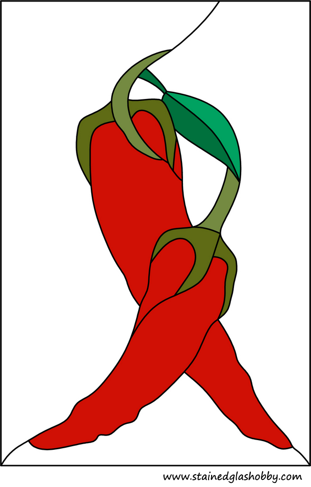 Red hot chilly peppers stained glass panel