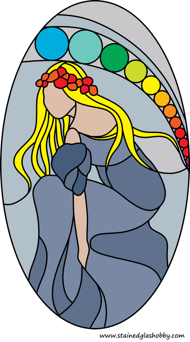 young lady stained glass