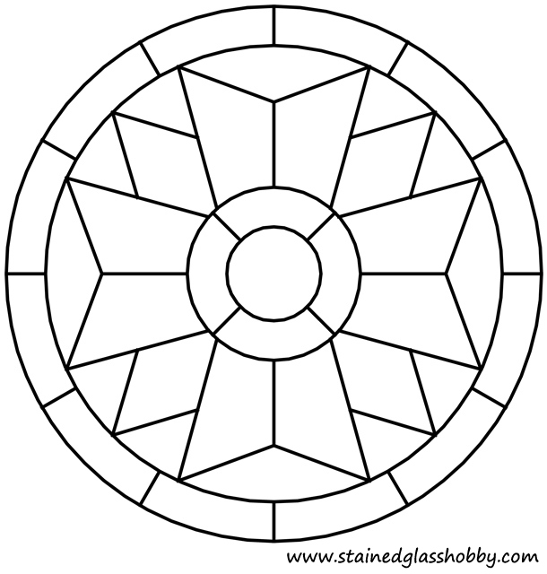 Cross round panel stained glass pattern