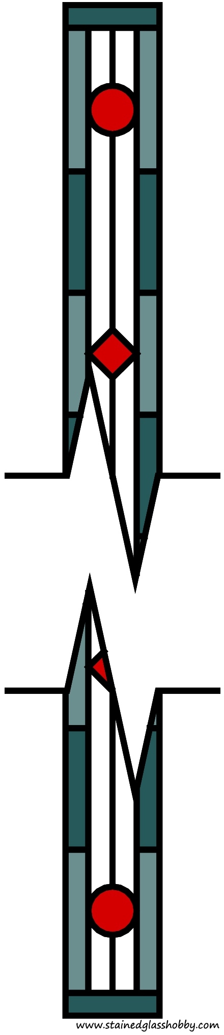 Variable length stained glass panel pattern