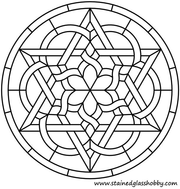 Star design for a stained glass round panel