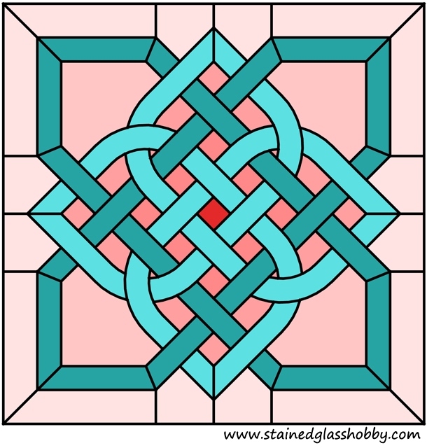 Celtic knot stained glass square pattern