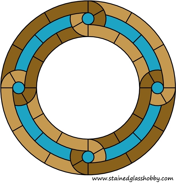 Round stained glass mirror with Celtic knot style border