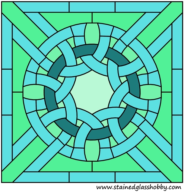 Square panel stained glass design