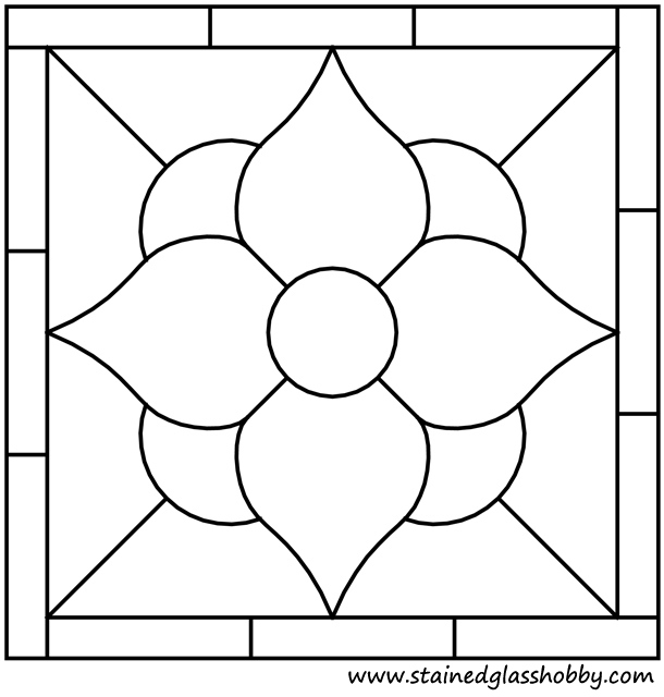 Square panel flower stained glass outline